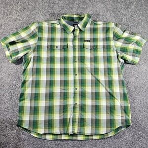 Wrangler Shirt Mens 2XL Green Plaid Outdoor Short Sleeve Button Up 112336161